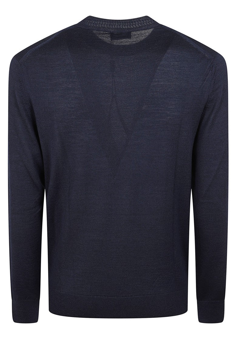 Etro Dark Blue Crewneck Sweater With Wool-Silk Blend