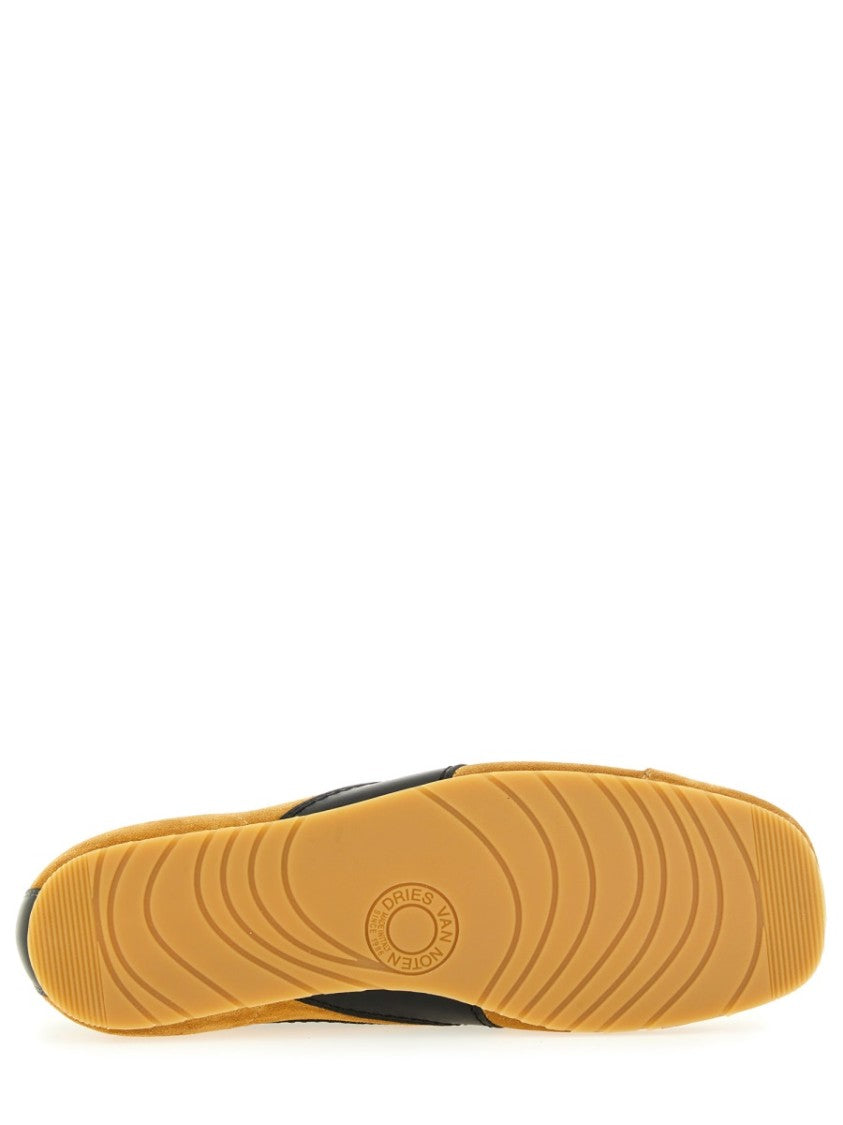 Dries Van Noten Suede Sneaker With Mustard And Black Accents