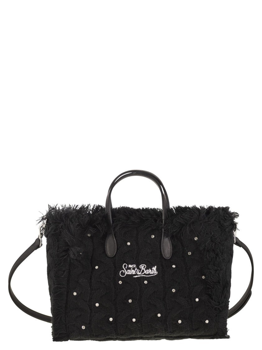 Mc2 Saint Barth Colette - Wool-Effect Bag With Logo And Rhinestones