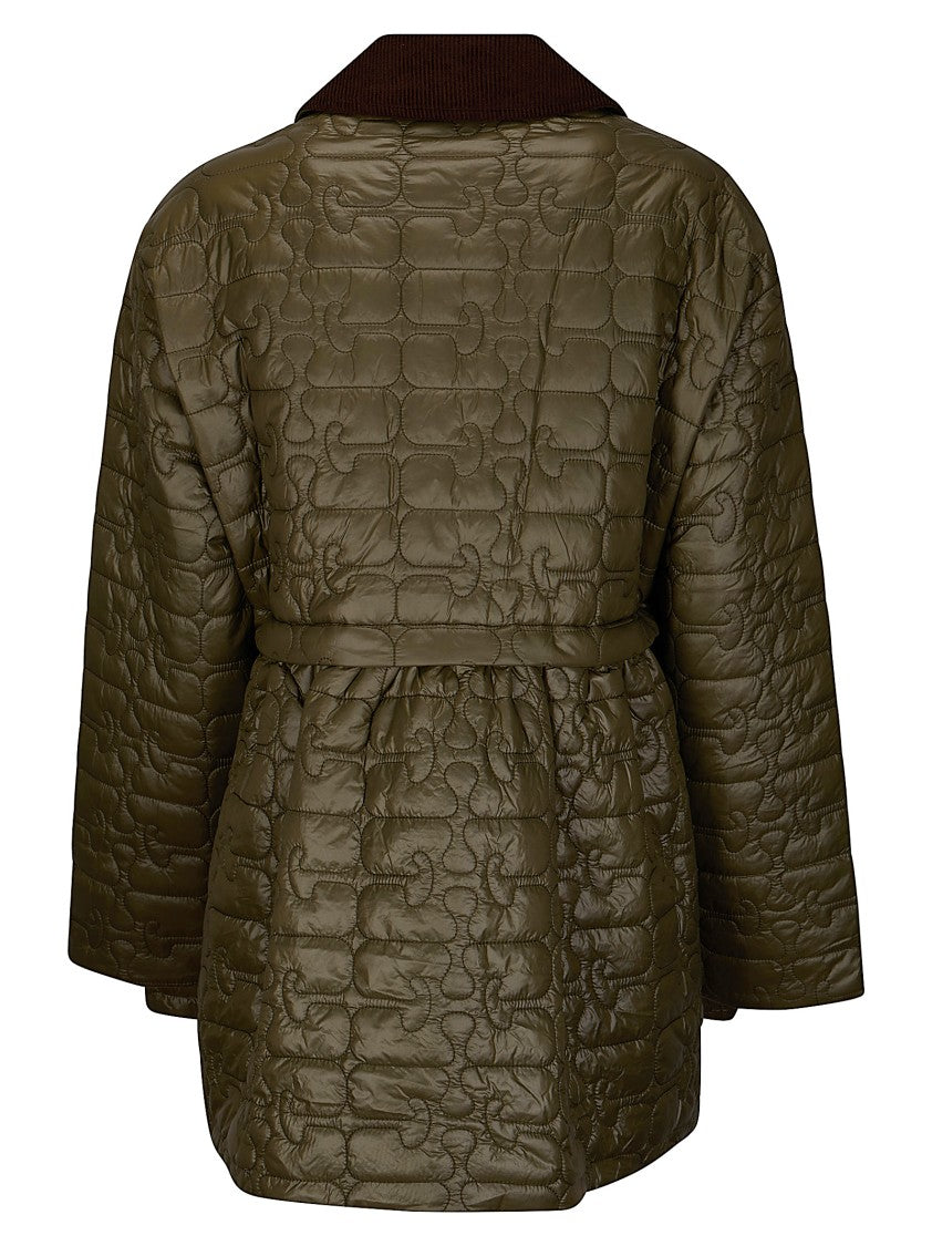 Ganni Shiny Quilt Midi Jacket