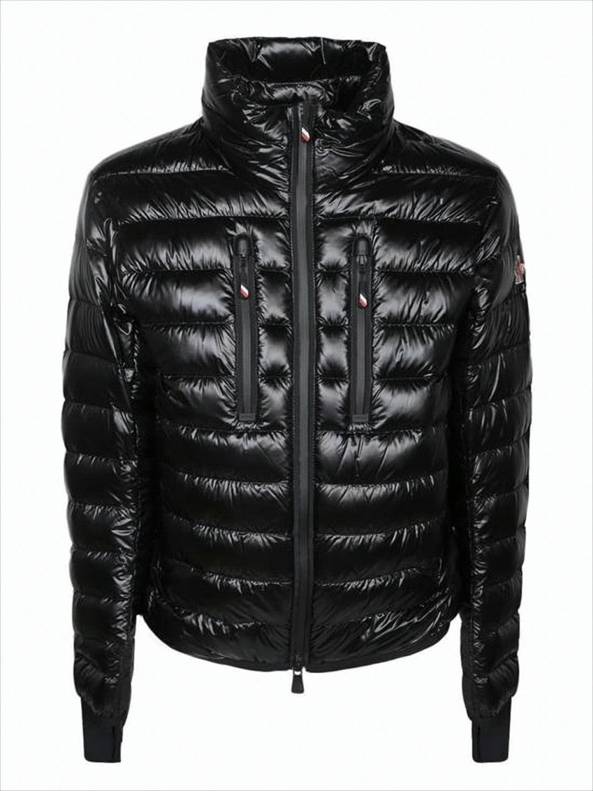 Moncler Sleek Shiny Padded Jacket With High Collar