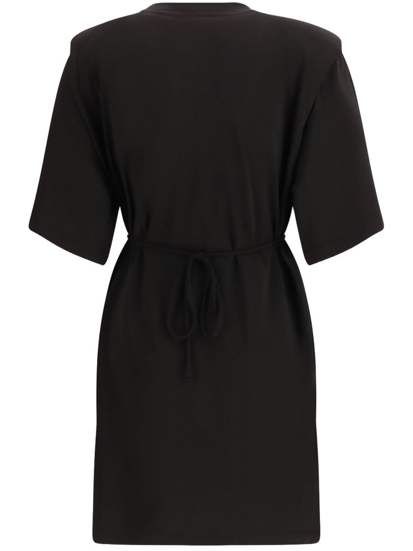 Pinko Allie Short Dress With Structured Shoulders And Chain