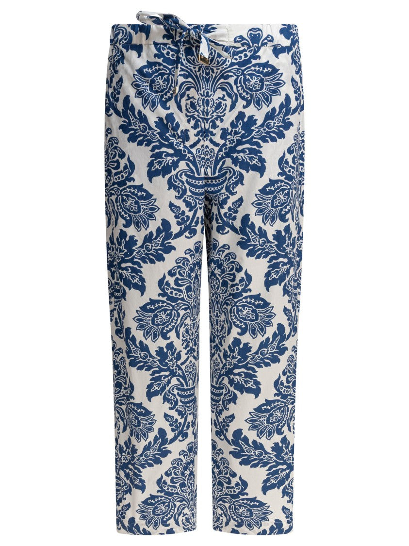Max Mara Blue Floral Damask Trousers