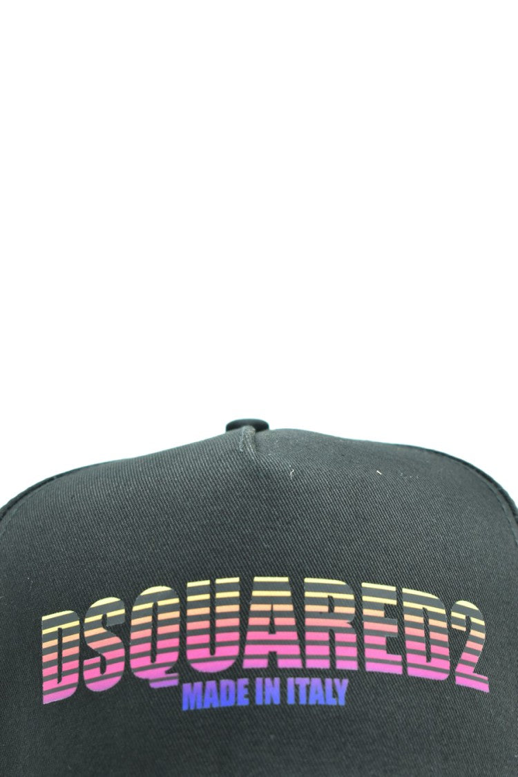 Dsquared2 Structured Black Cotton Gradient Logo Cap