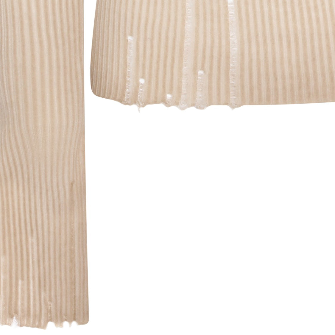 Uma Wang Tan Wool T-Shirt With Ribbed Texture And Distressed Details