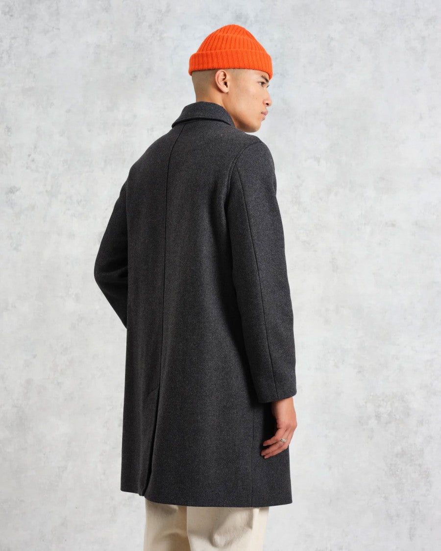 Wax London Mid-Length Charcoal Wool Blend Car Coat