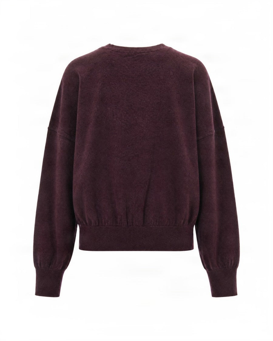 Isabel Marant Étoile Chocolate Long-Sleeve Sweater With Embroidered Logo And Ribbed Edges