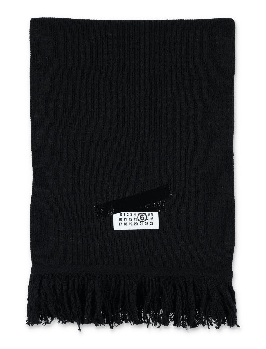 Mm6 By Maison Margiela Taped Label Wool Blend Scarf