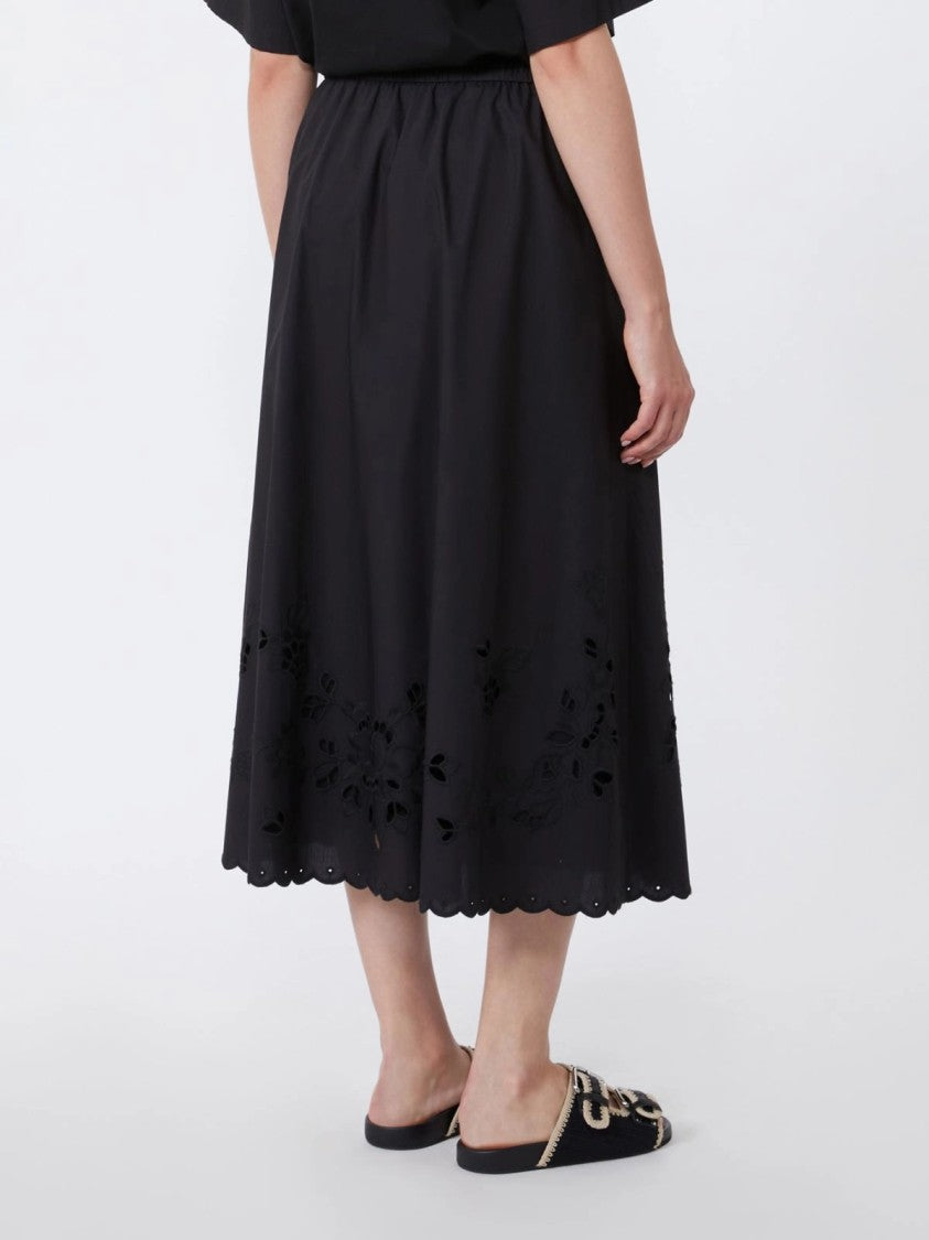 Max Mara Midi-Length Skirt With Flared Silhouette And Floral Embroidery