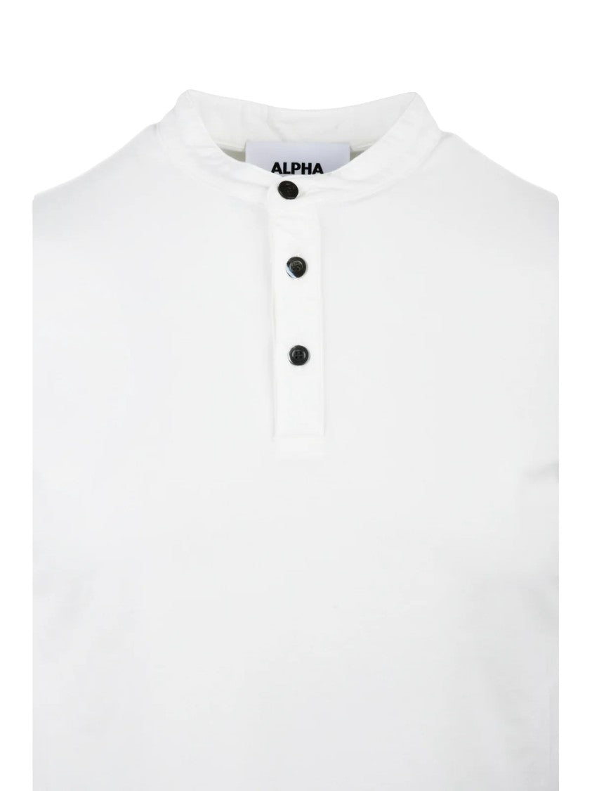 Alpha Studio White Cotton Elastane Serafino T-Shirt