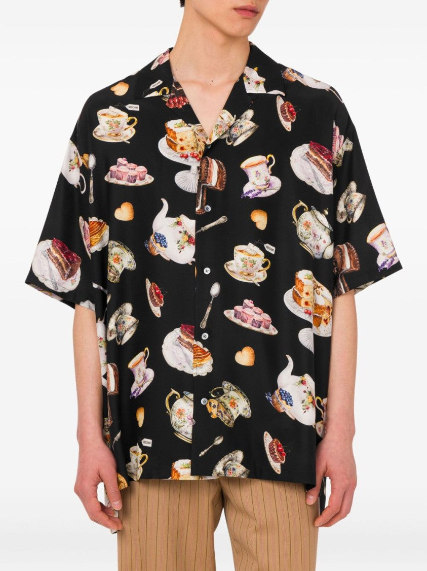Moschino Black Silk Short-Sleeve Shirt