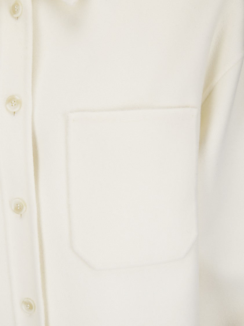 Sportmax White Short Coat With Shirt Styling And Oversized Fit