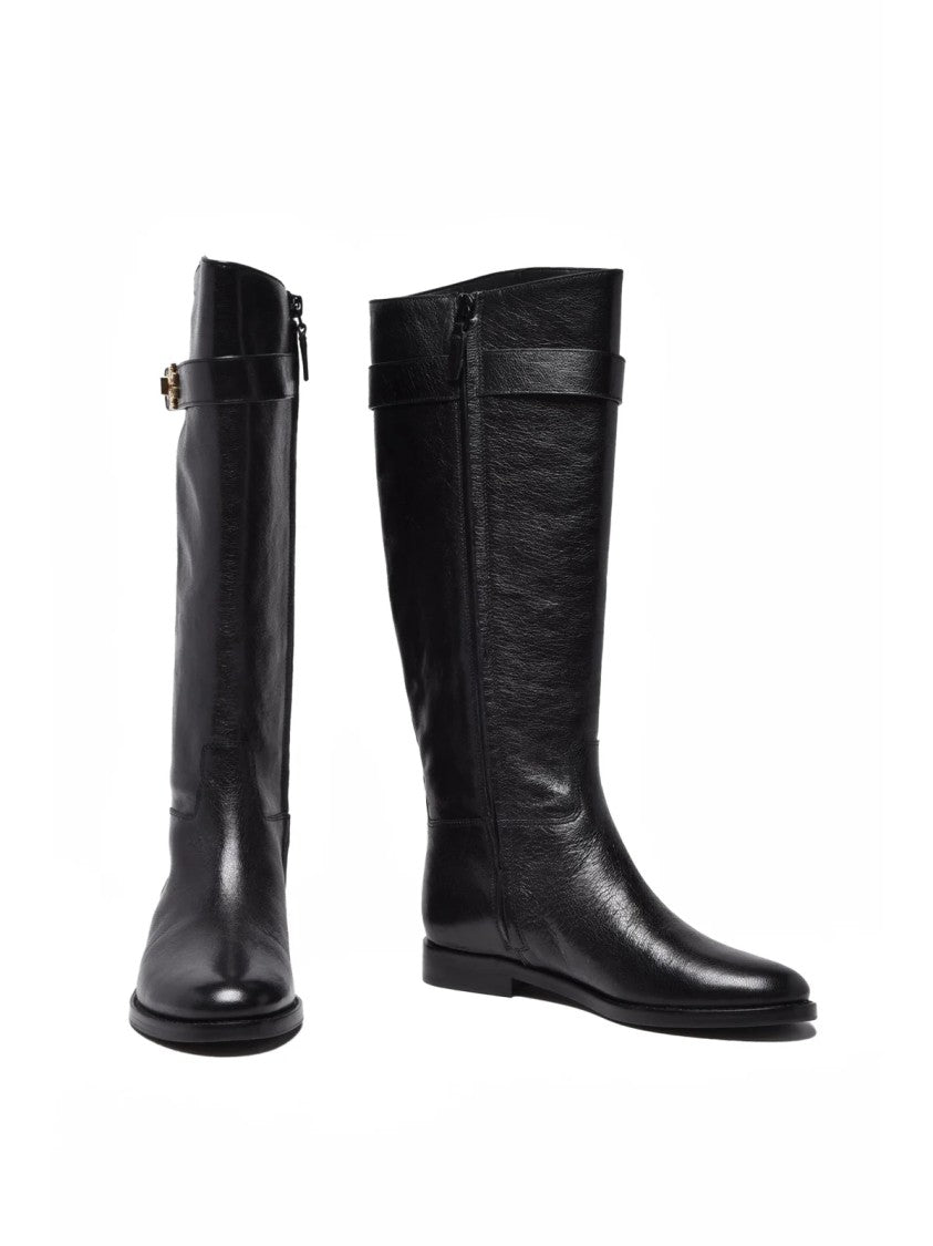 Tory Burch Black Leather Riding Boots