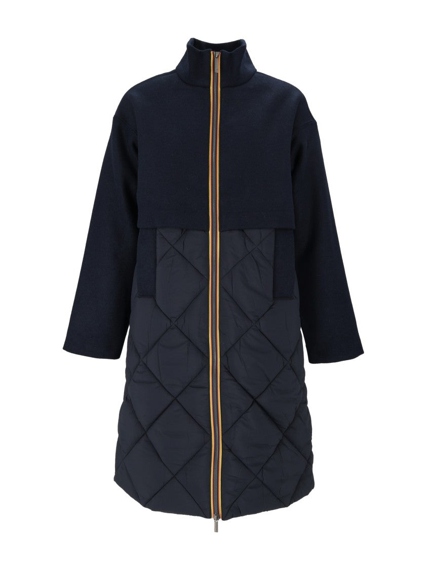 K-Way Mindy Quilted Wool-Nylon 3/4-Length Coat