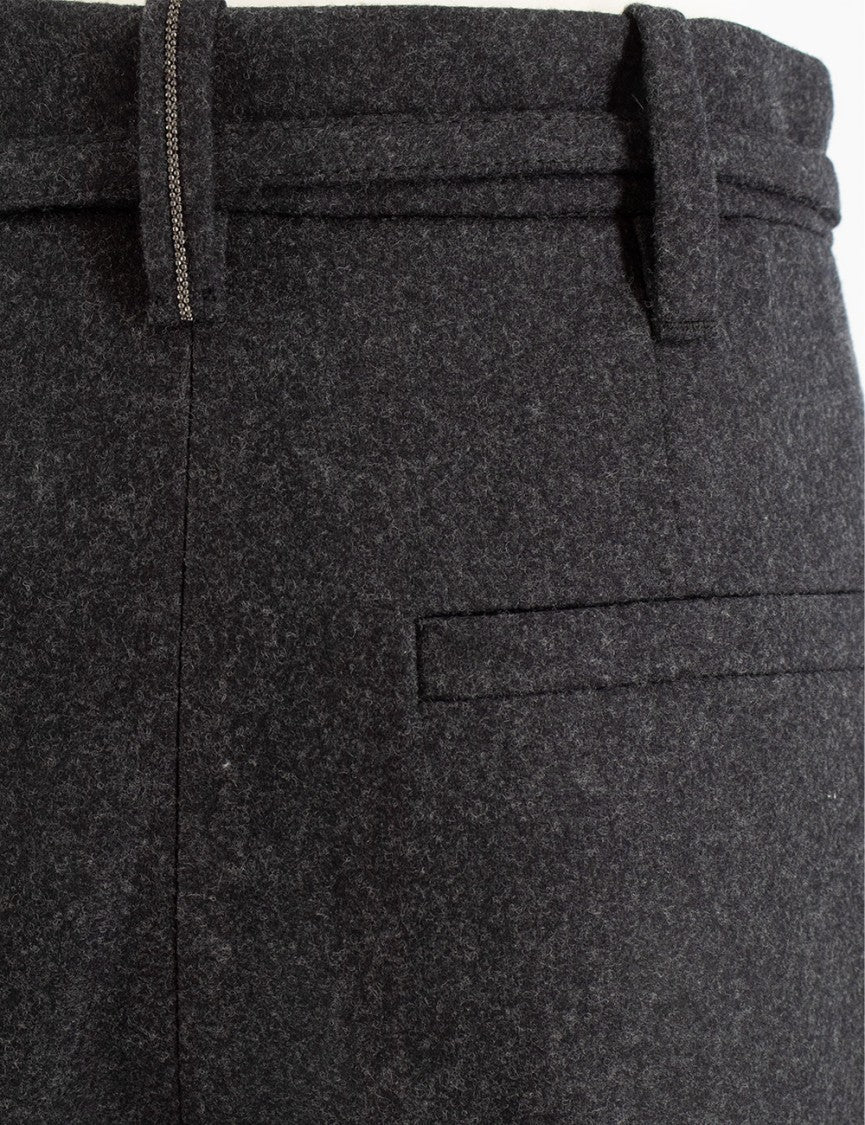 Brunello Cucinelli Cropped Wide Leg Wool Trousers