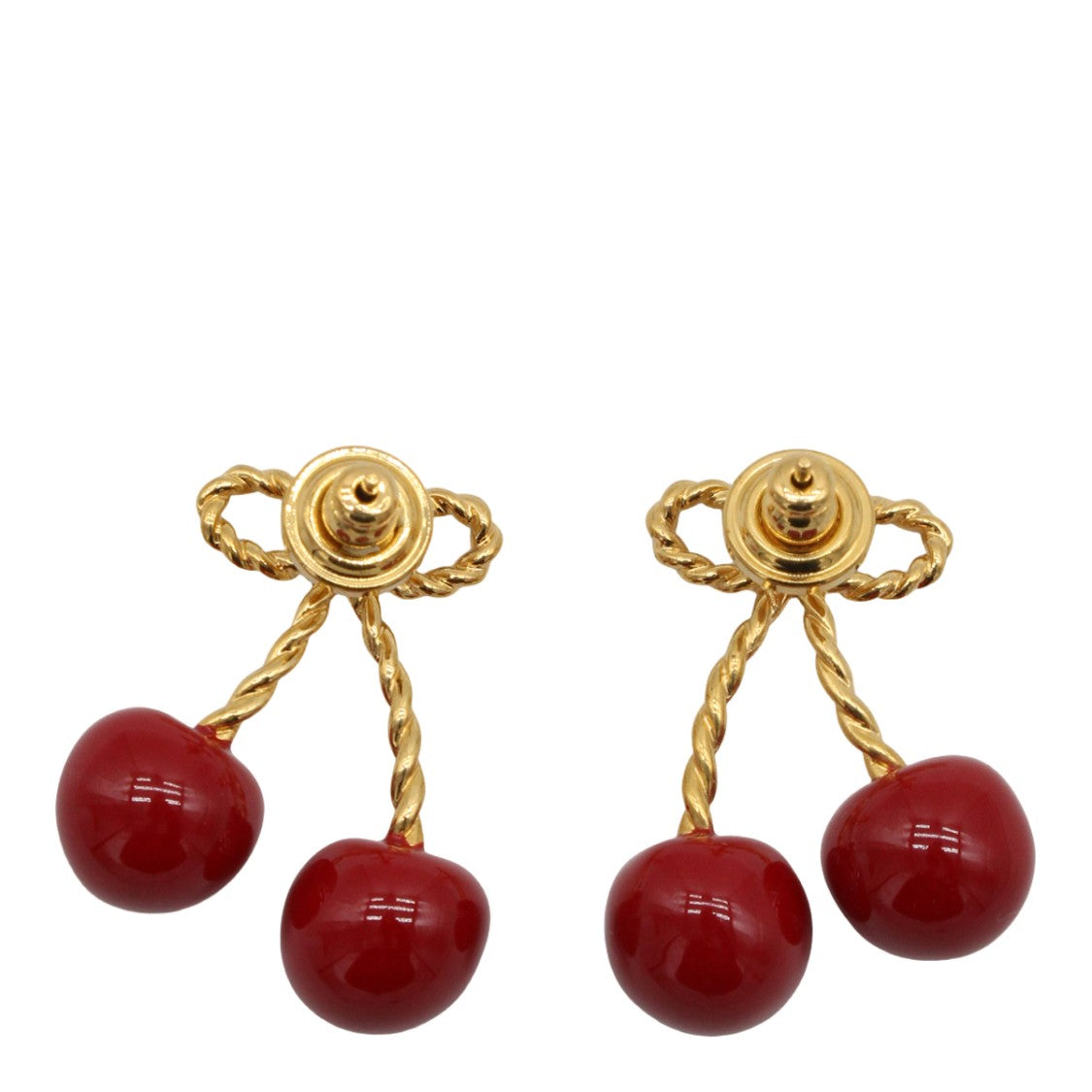 Valentino Garavani Cherry-Design Gold-Tone Earrings With Logo Detail
