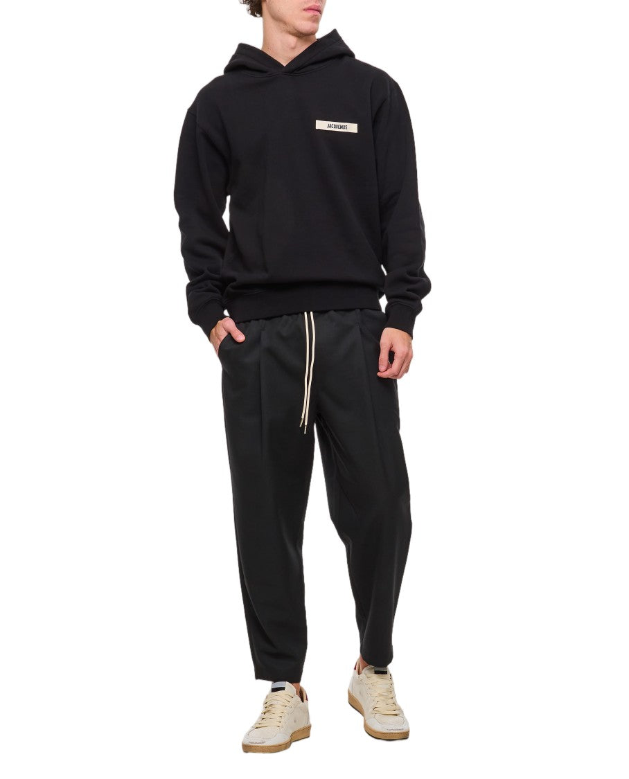 Jacquemus Black Gros Grain Embroidered Logo Hoodie