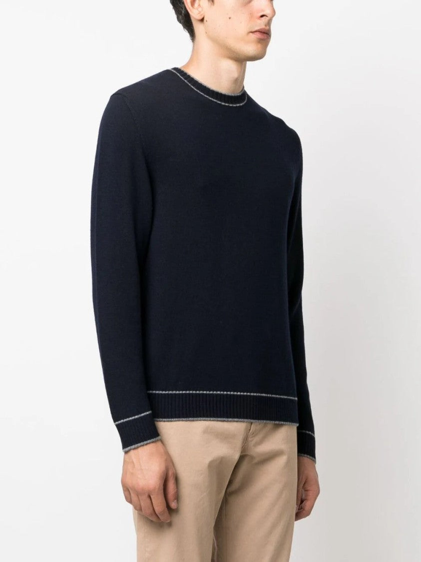 Eleventy Stripe-Detail Wool Sweatshirt