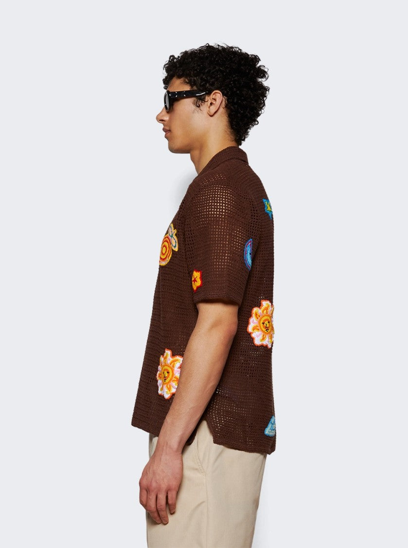 Casablanca Crochet Polo With Patches Brown