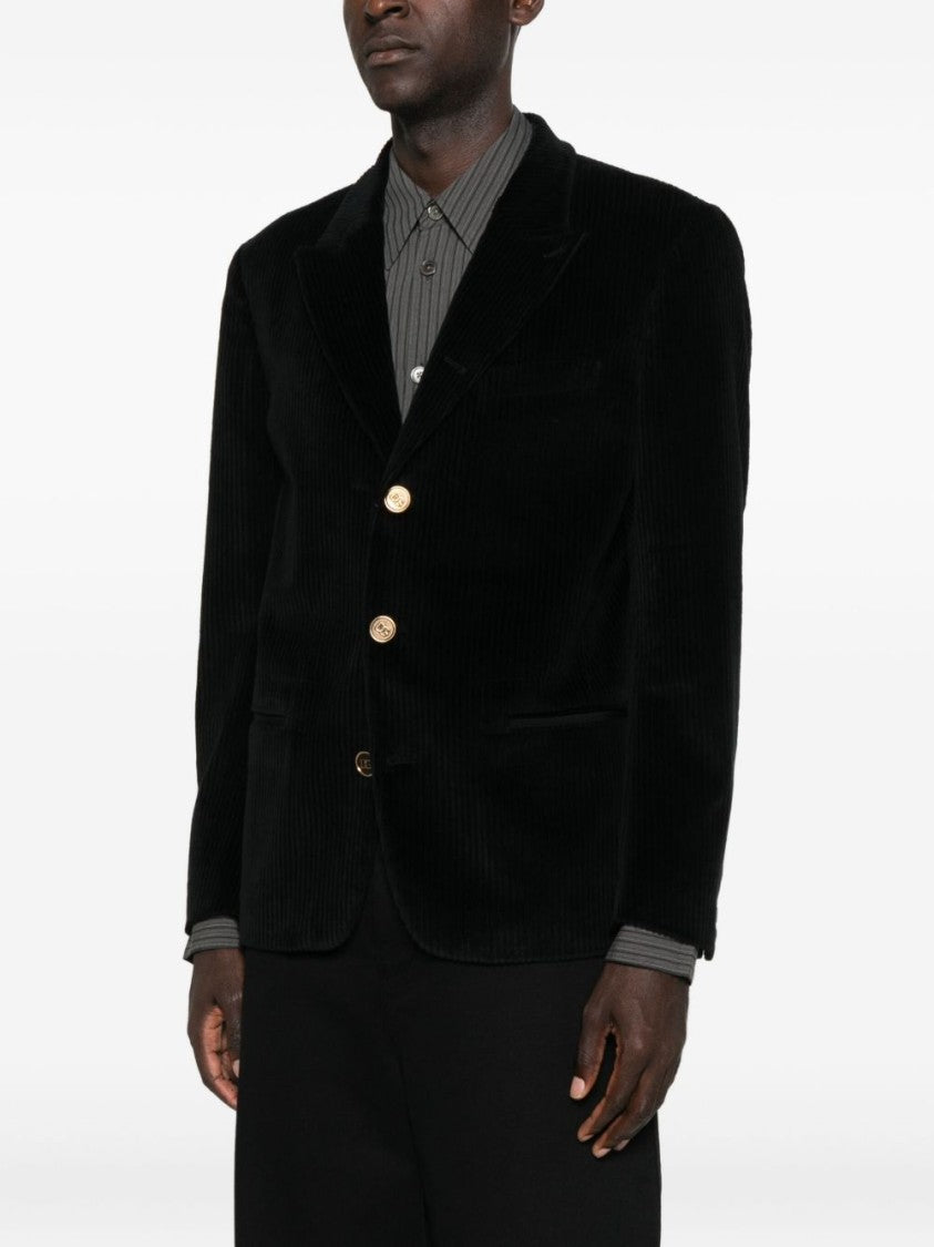 Dolce & Gabbana Black Corduroy Jacket With Tailored Fit