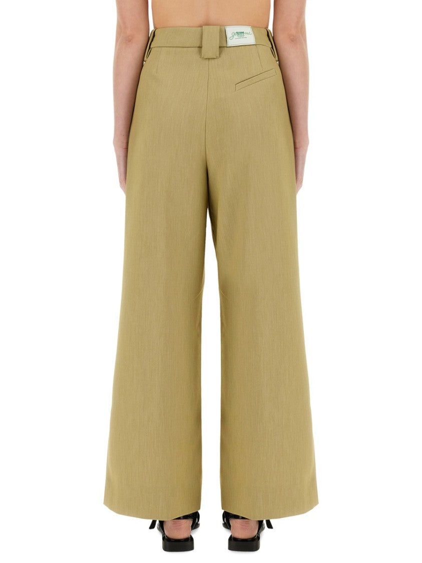 Ganni Mid-Waist Wide-Leg Suit Pants