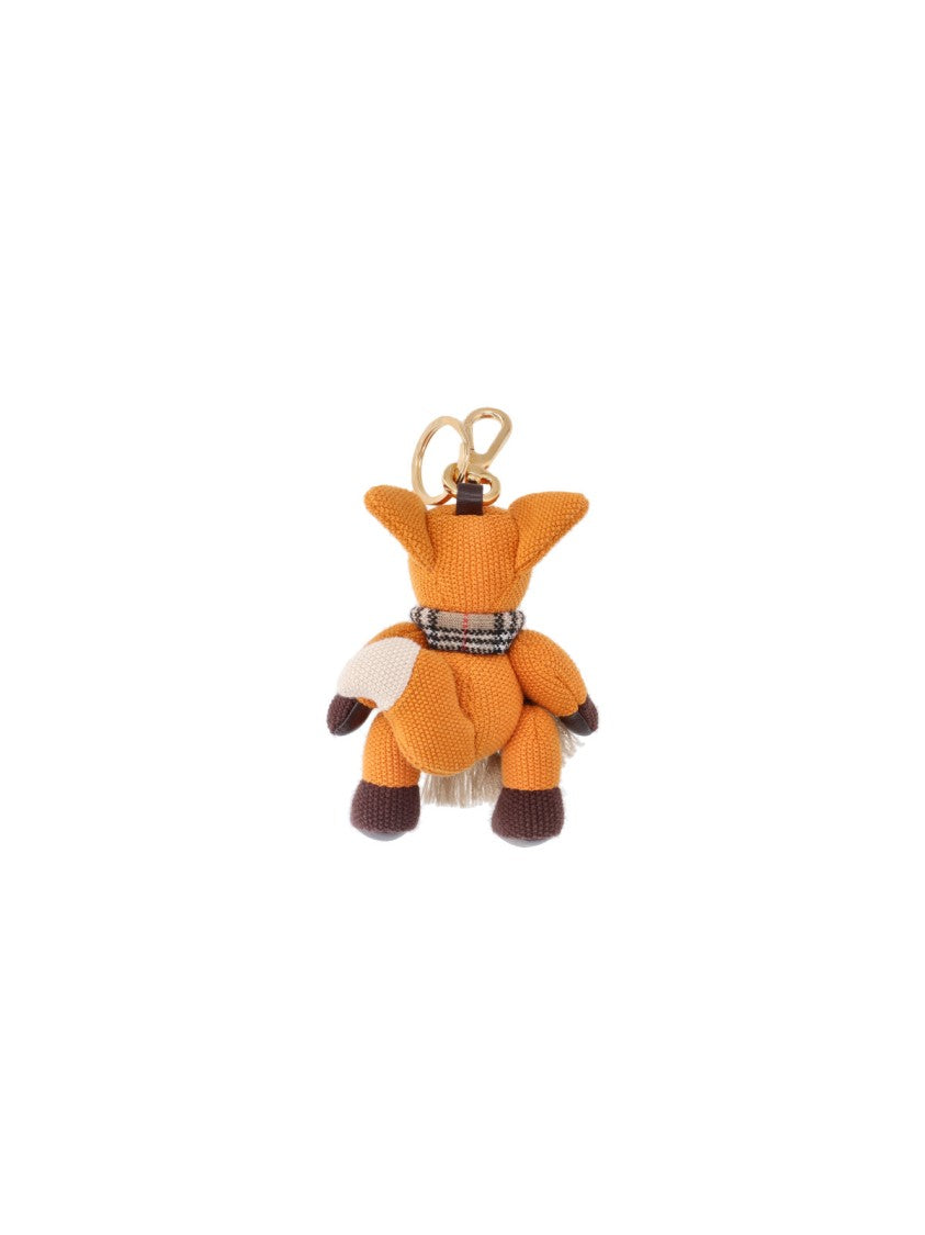 Burberry Orange Cotton Check Fox Charm