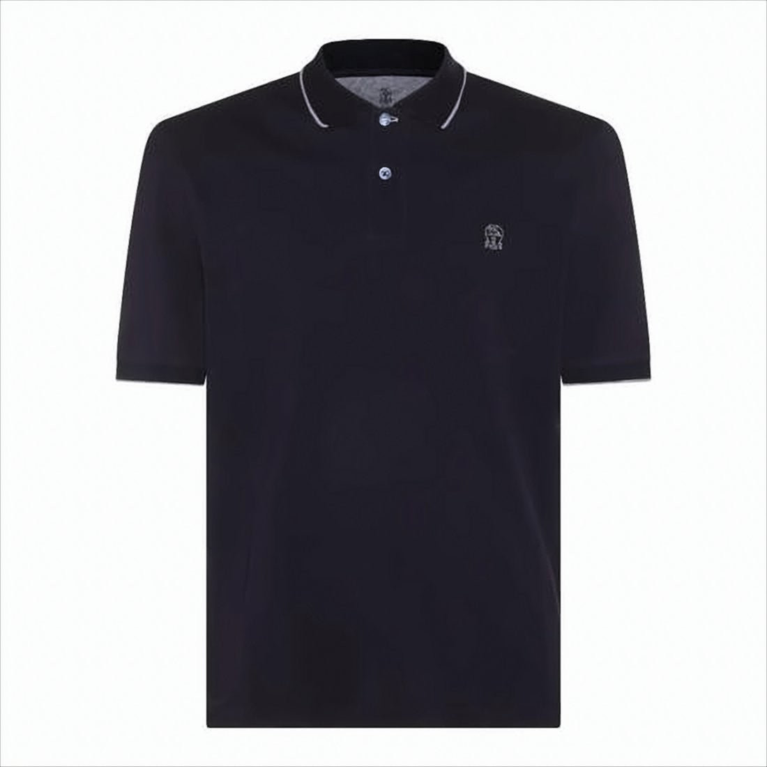 Brunello Cucinelli Short-Sleeve Polo Shirt With Ribbed Collar
