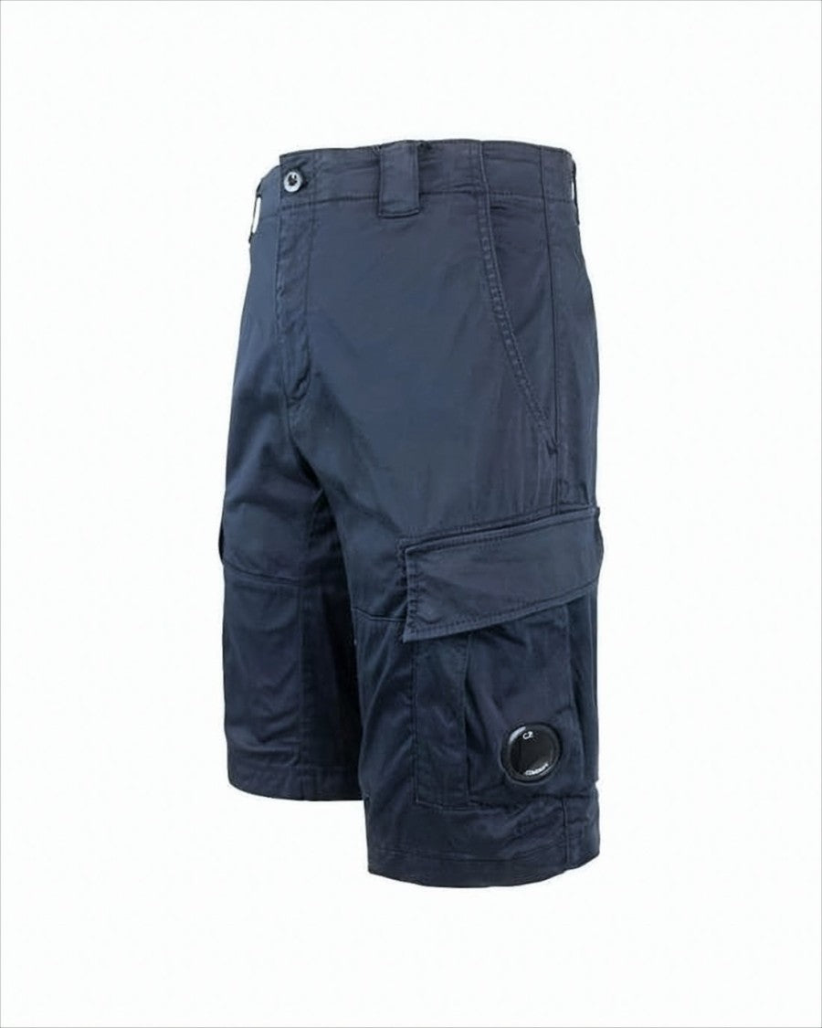 C.P. Company Tailored Blue Shorts With Cargo Pockets And Logo Detail