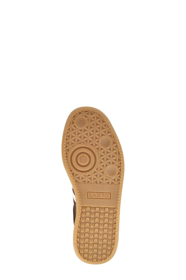 Back70 Brown Chamois Leather Logo-Panel Sneaker