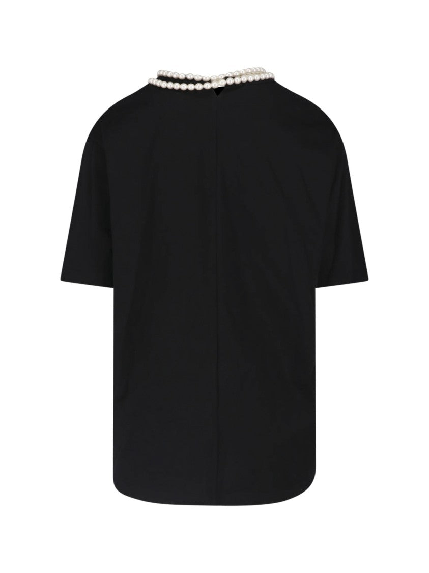 Junya Watanabe Black Pearl Adorned Cotton T-Shirt