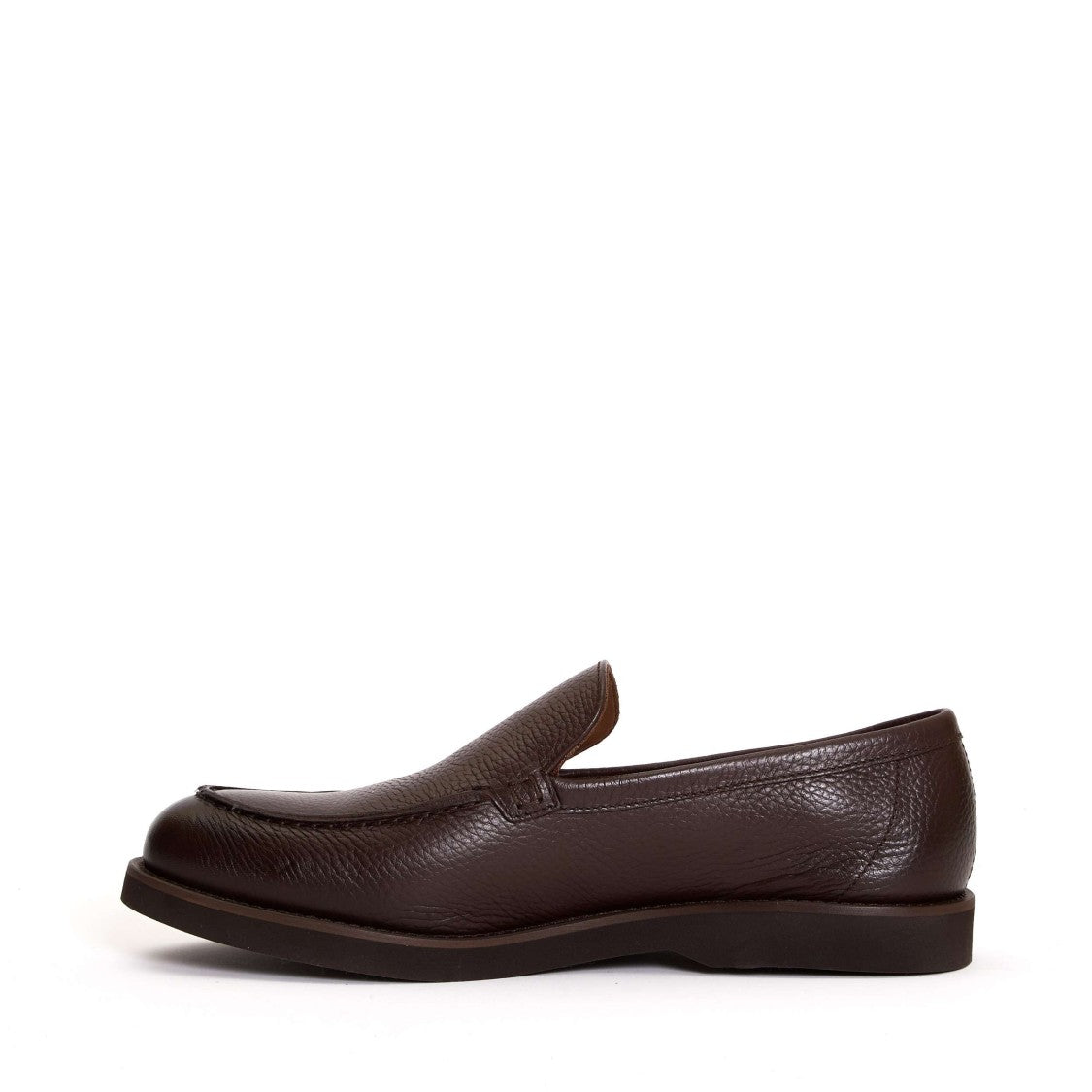 Doucal's Brown Hammered Leather Moccasin Slippers