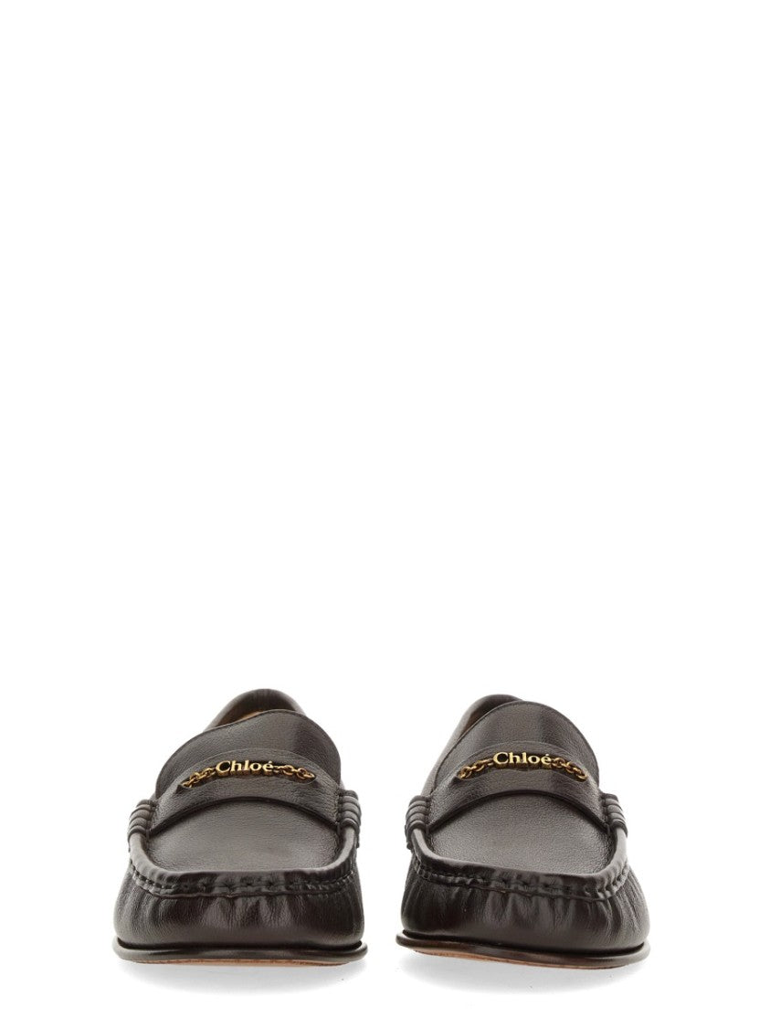 Chloé Chain Leather Moccasin Loafers