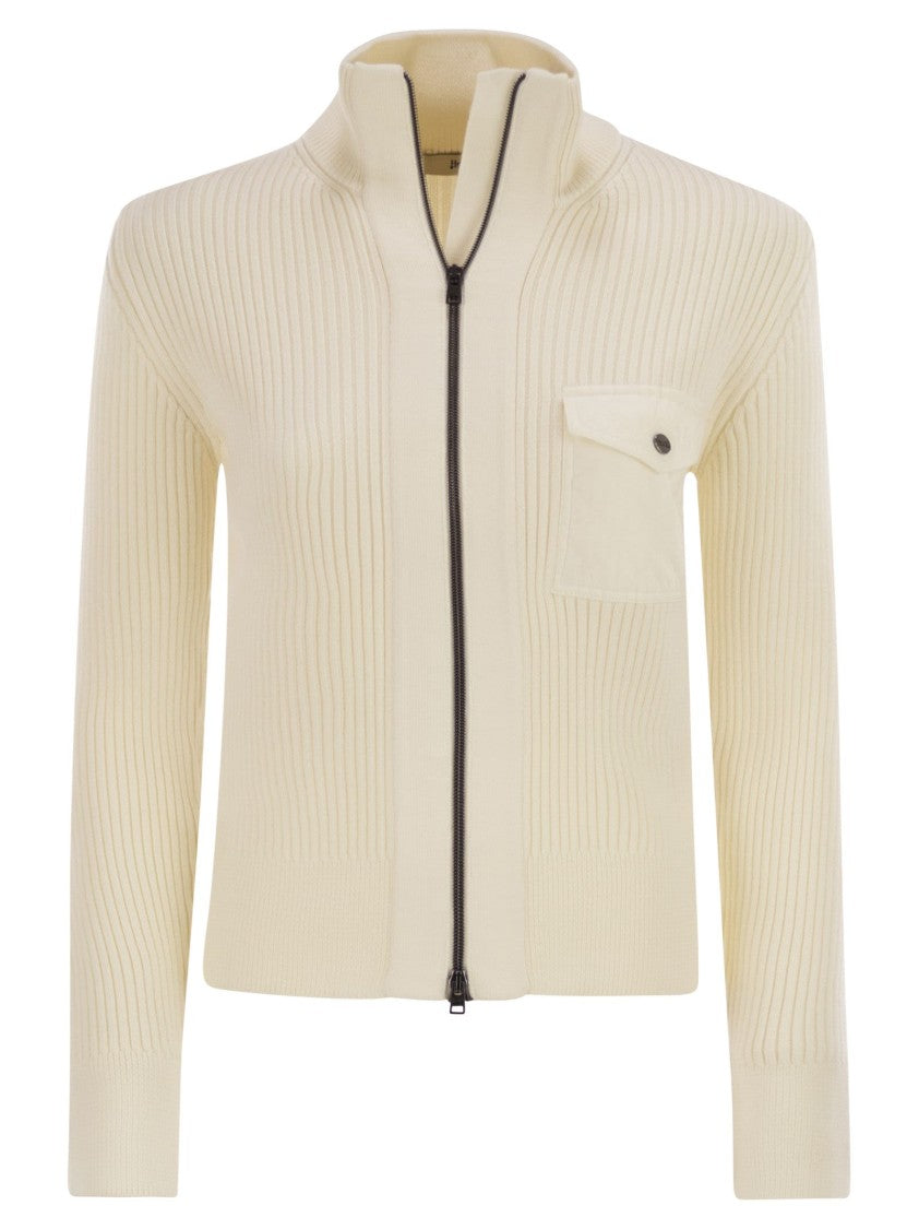 Herno Wool Ribbed Cardigan