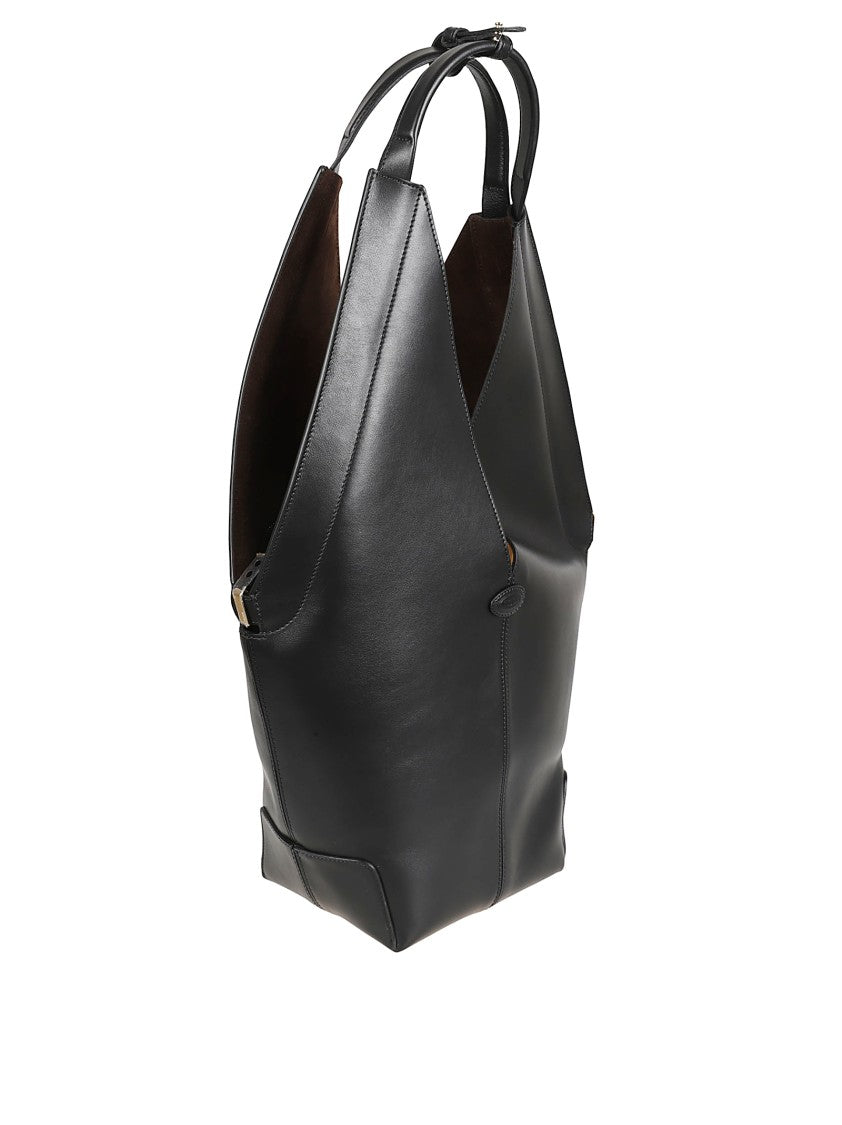 Tod's Sculptural Black Calfskin Bag With Minimalist Design