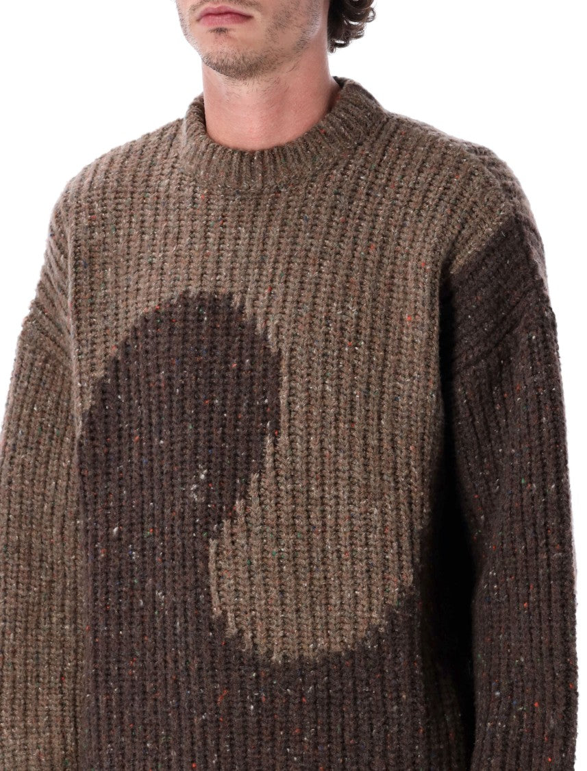 Erl Brown Swirl Wool Crewneck Sweater