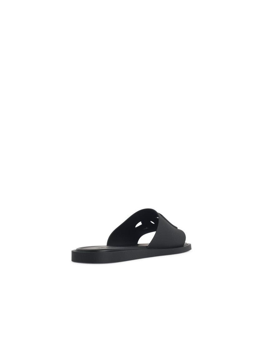 Dolce & Gabbana 'Dg Logo' Black Rubber Slippers