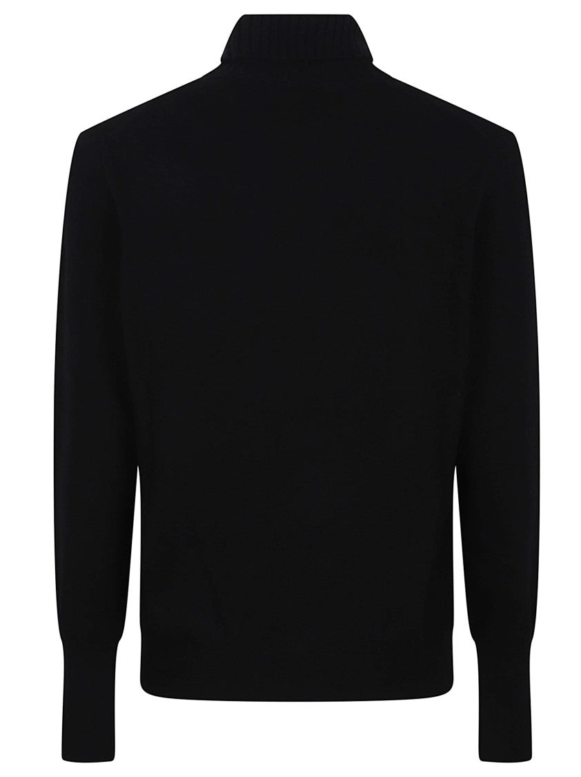 Ballantyne Black Cashmere Sweater With High Neckline