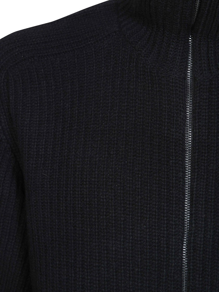 Tagliatore Ribbed Knit High-Collar Zip-Through Knit