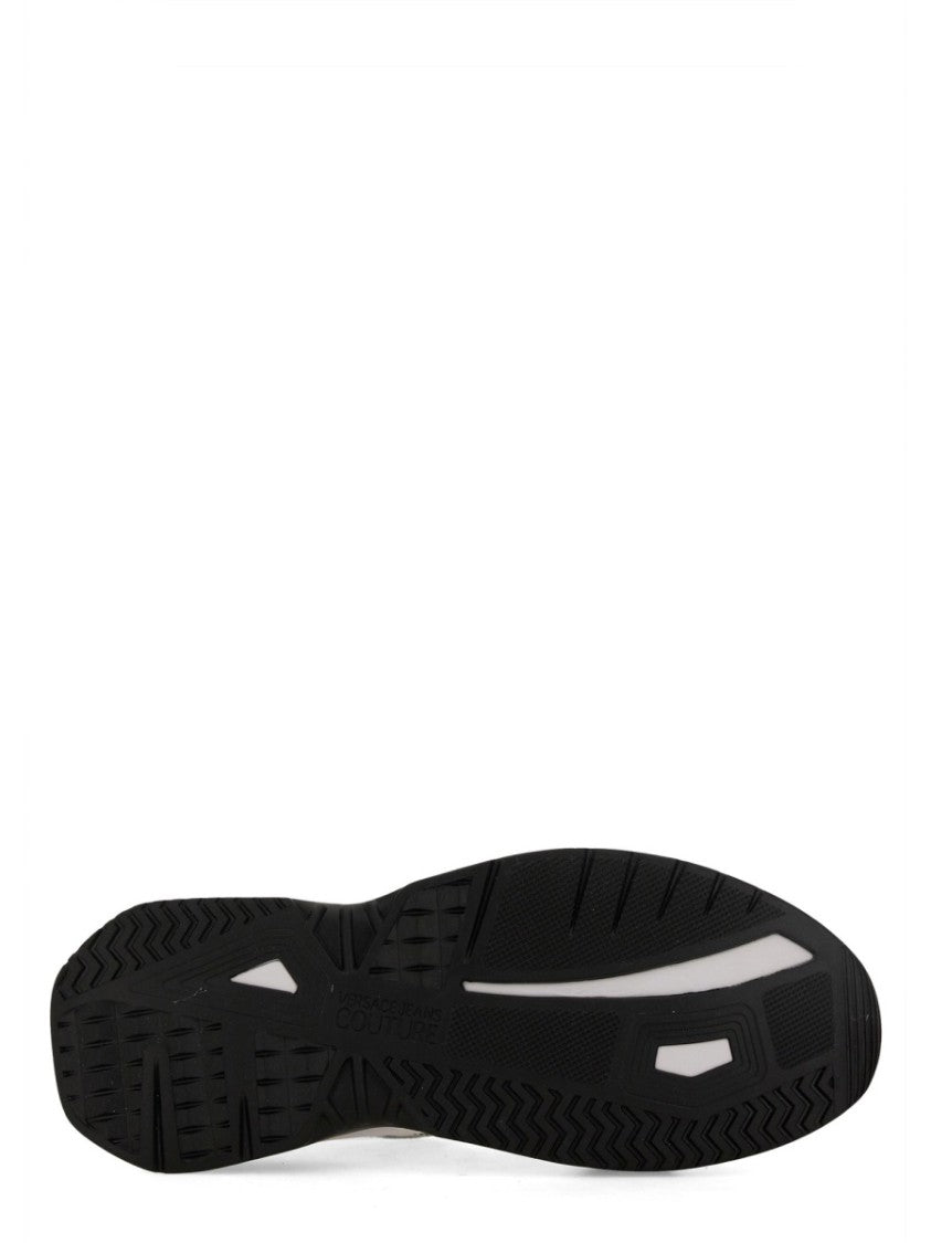 Versace Jeans Couture Leather Sneakers With Textured Finish And Metallic Accents