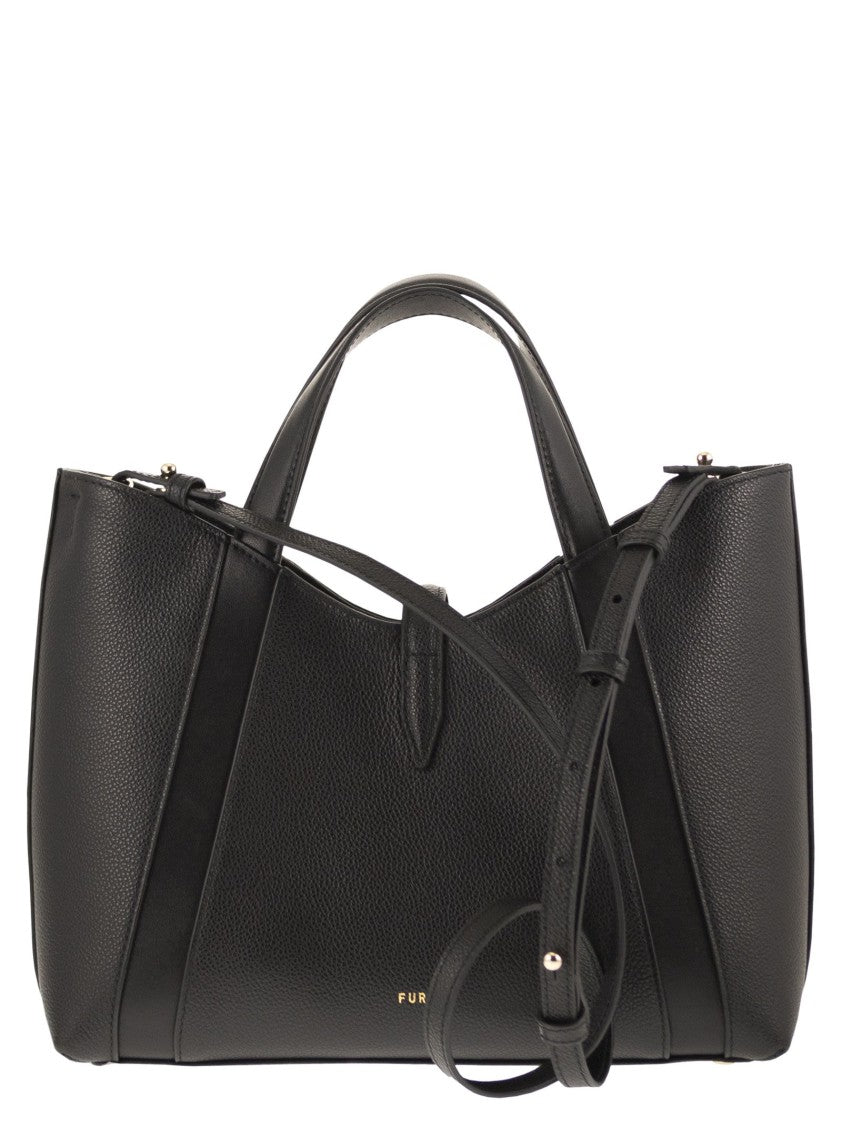 Furla Hammered Leather Tote Bag With Hardware