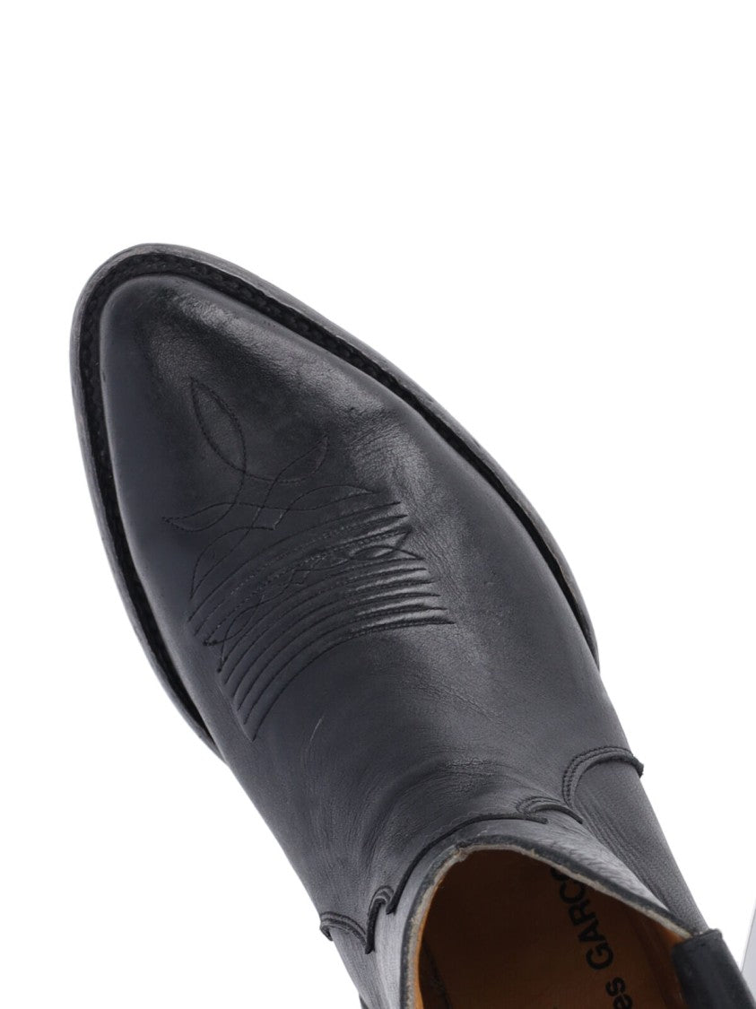 Comme Des Garçons Black Pointed Toe Leather Boots