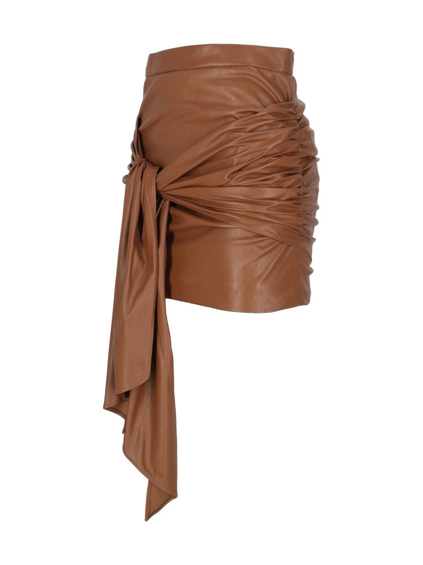 Elisabetta Franchi Ruched Mini Skirt With Draped Tie Detail