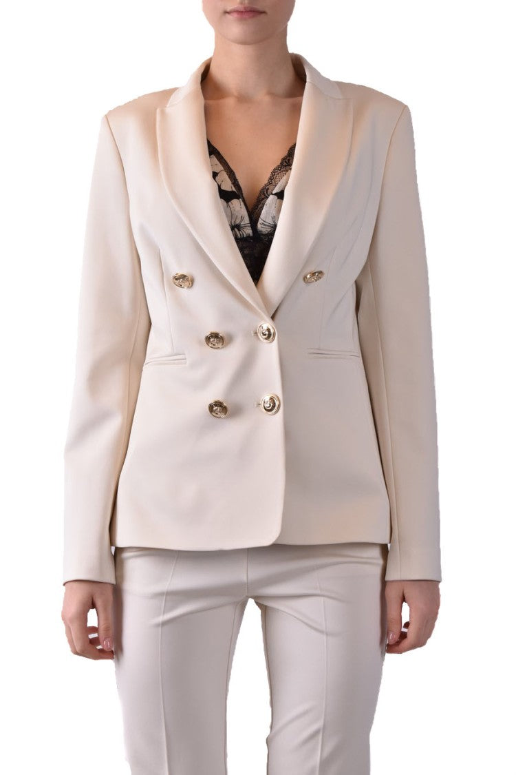 Pinko Tailored Pink Blazer Gold-Tone Buttons Notched