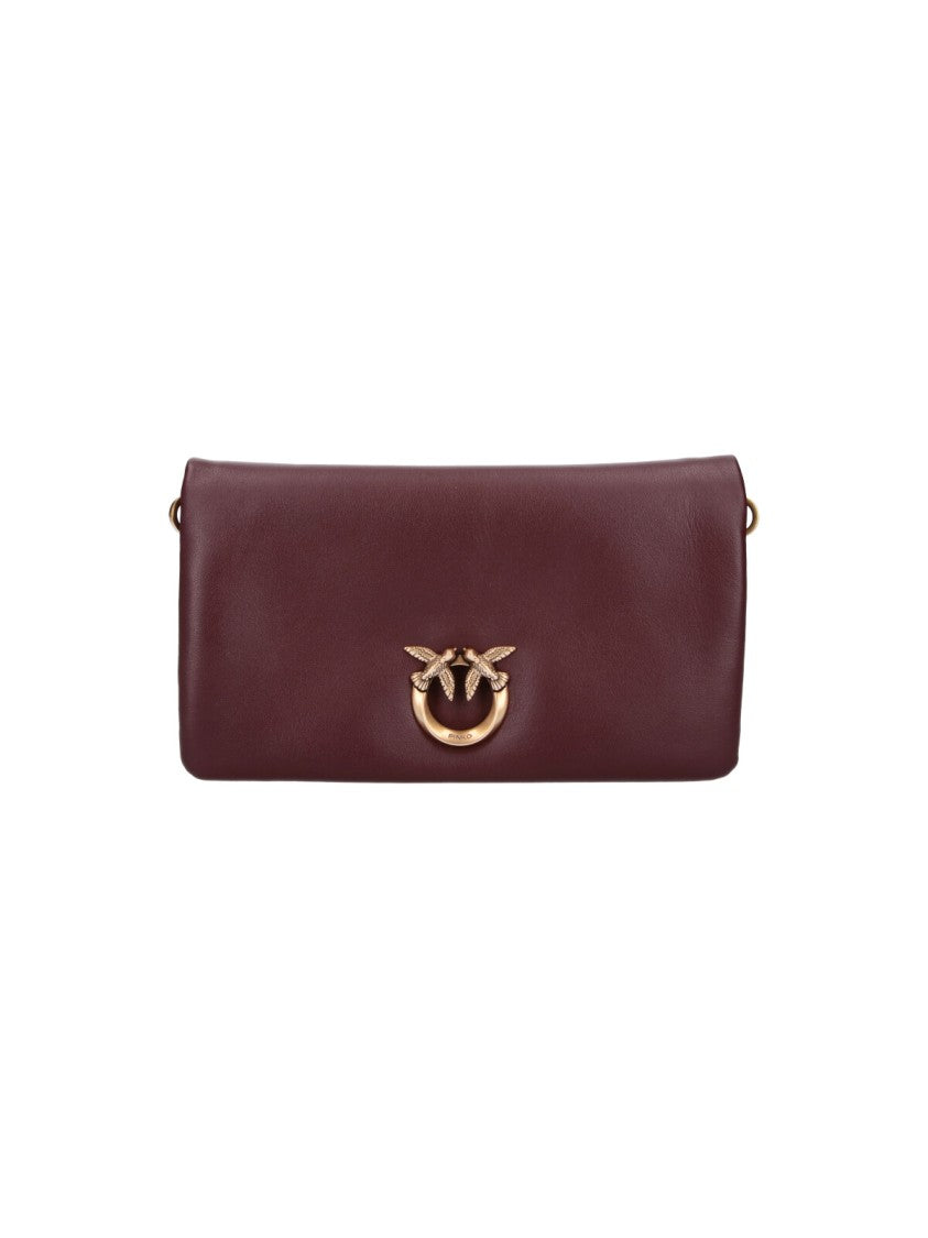 Pinko Burgundy Love Click Calf Leather Bag