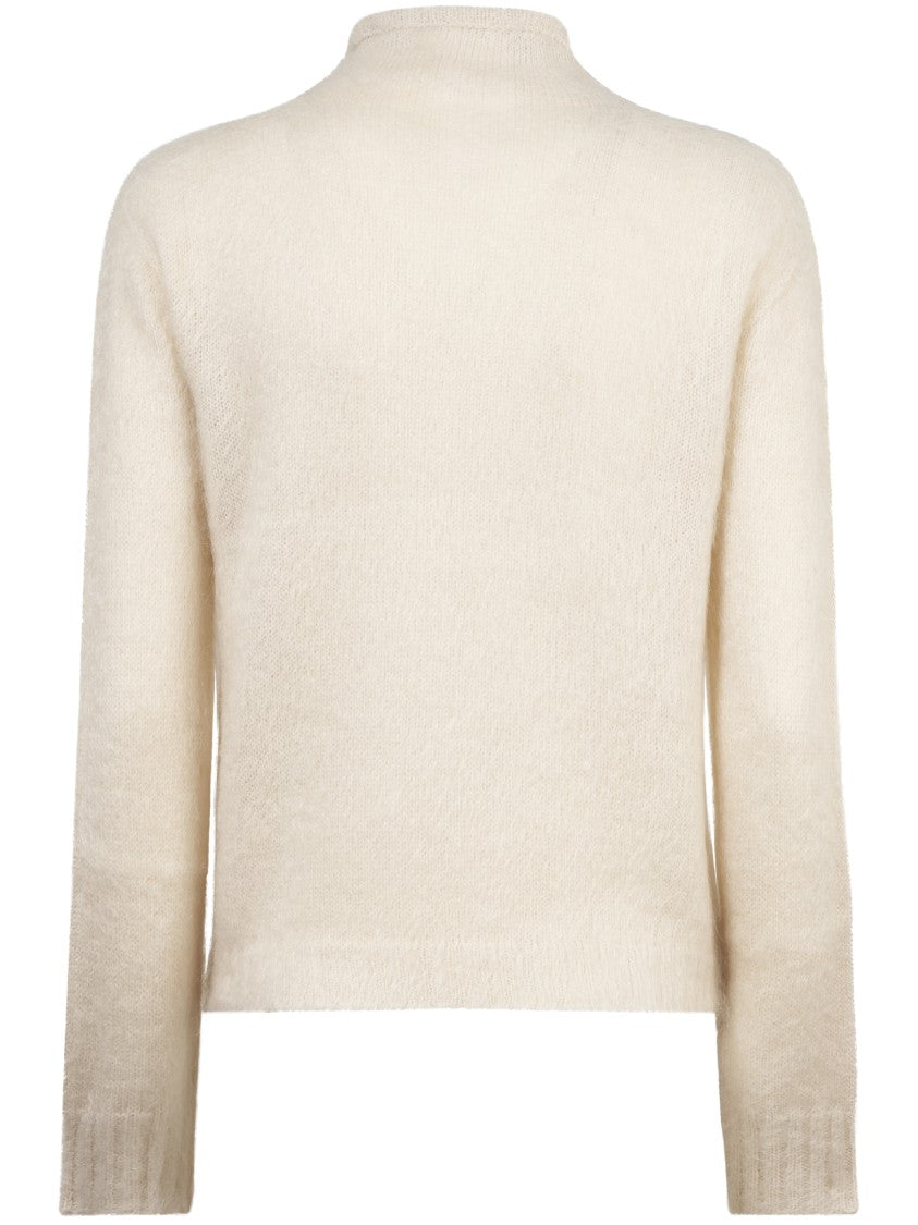 Max Mara Textured Knit Beige Sweater With Classic Silhouette