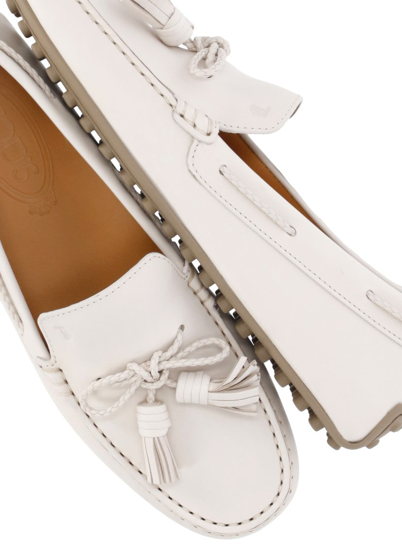 Tod's Ivory Leather Loafers