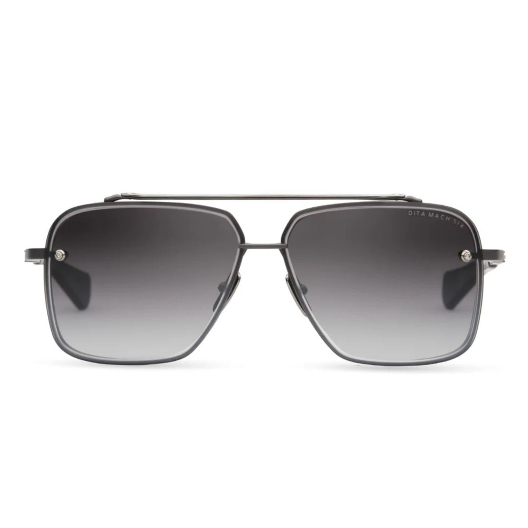Dita Mach-Six Double Bridge Metal Frame Sunglasses With Gradient Lenses