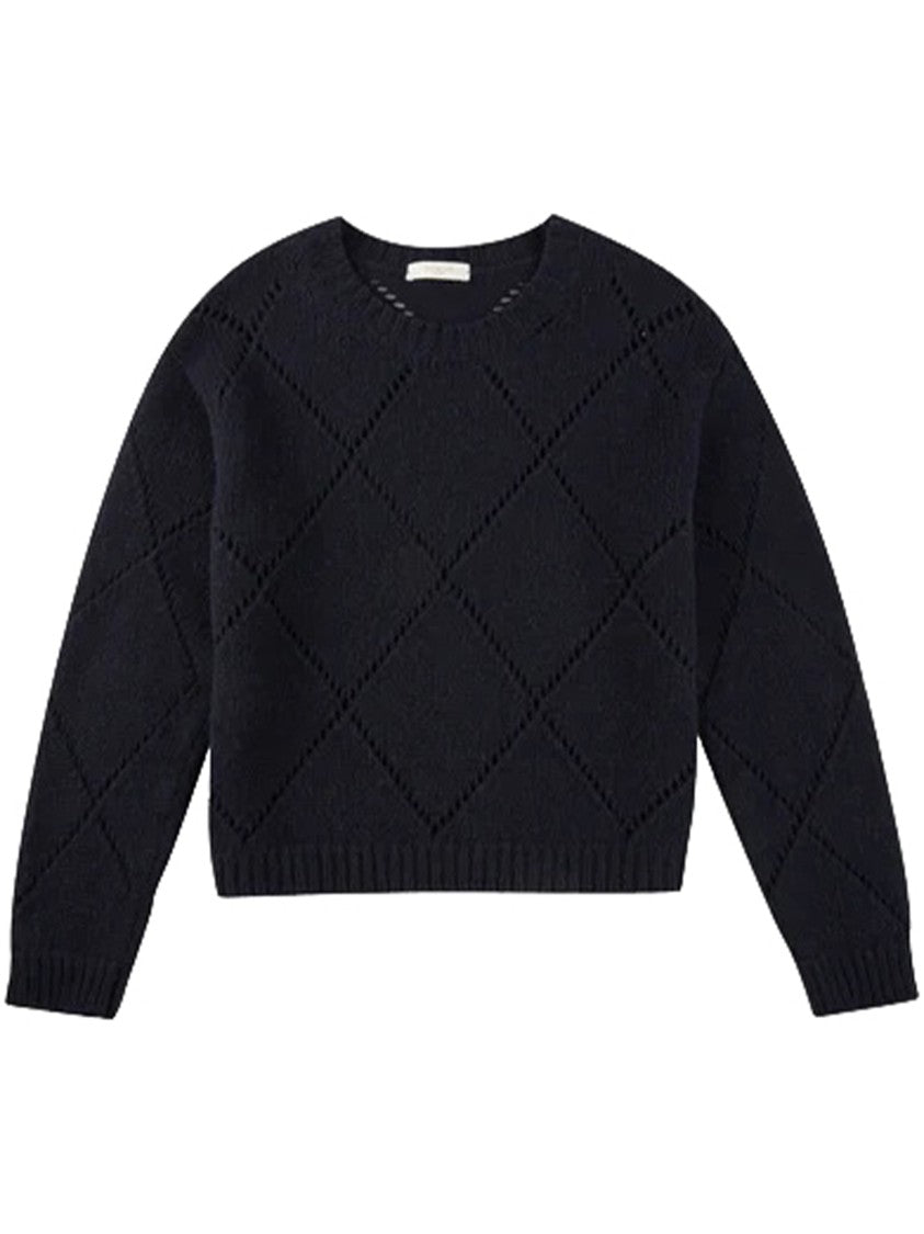 Zanone Diamond Openwork Knitted Crew Neck Sweater