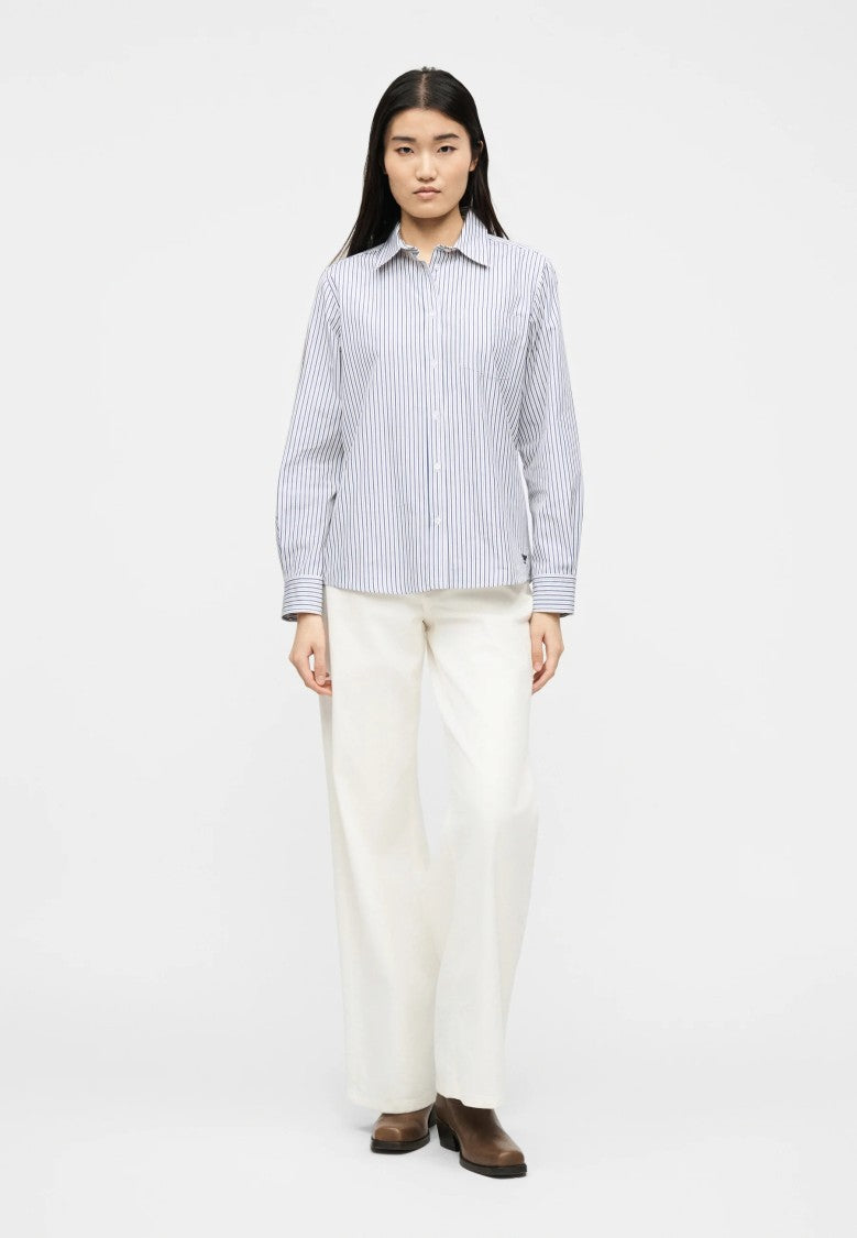 Max Mara Blue Striped Cotton Blend Shirt