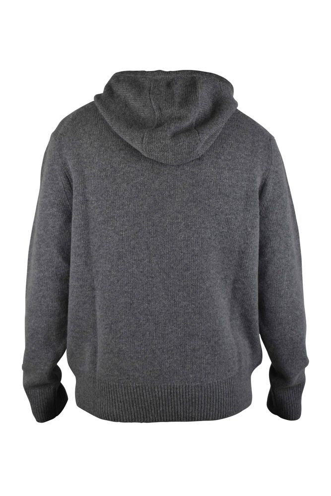 Burberry Grey Knit Hoodie With Equestrian Logo